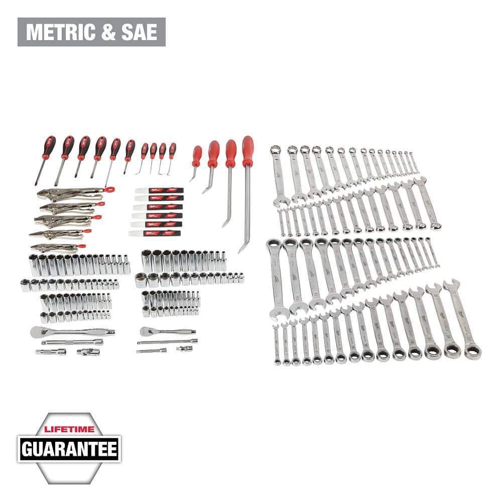 Milwaukee Mechanics Tool Set, 191-Piece (SAE & Metric) with 1/4 in. and 3/8 in. Drives