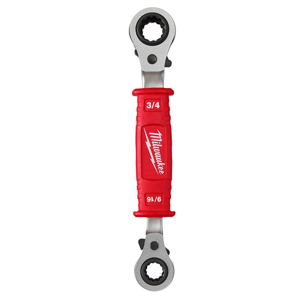 Milwaukee Lineman's 4-in-1 Insulated Ratcheting Box Wrench, 1/2, 9/16, 5/8, 3/4 SAE