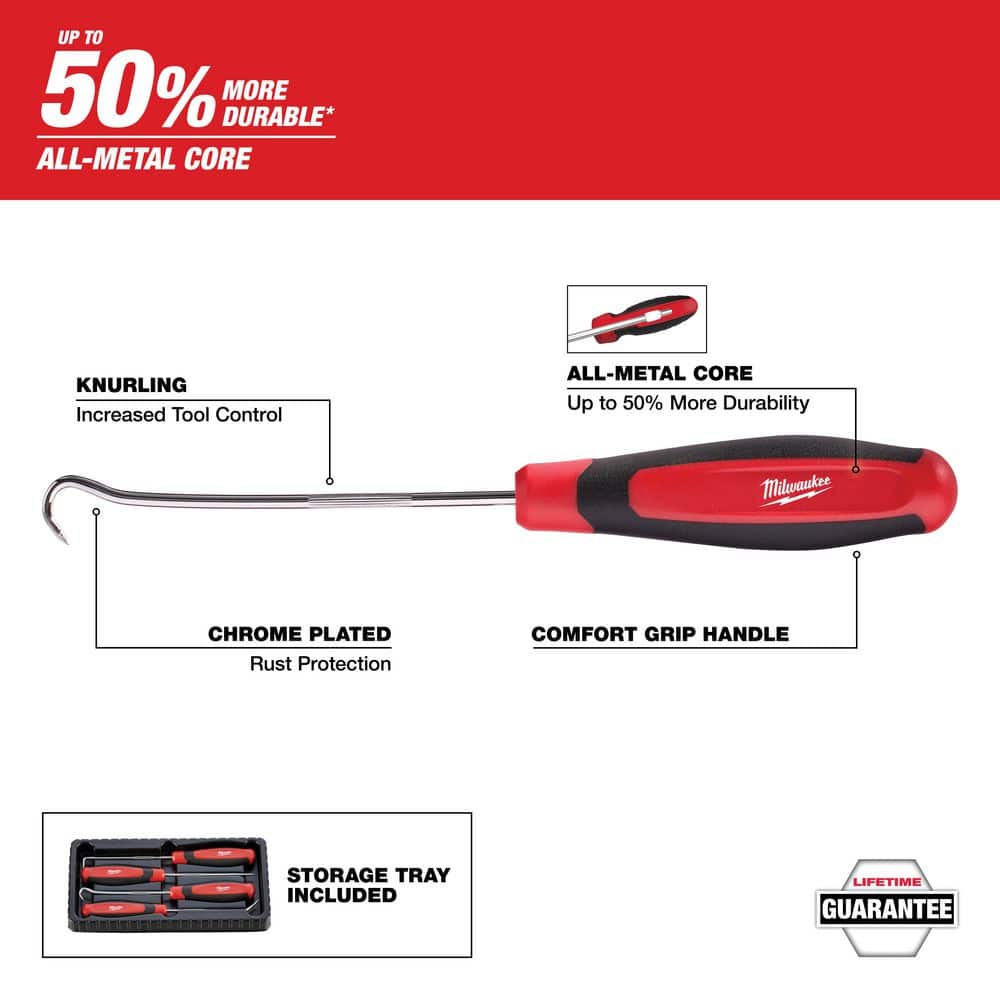 Milwaukee 144-Position Flex-Head Ratcheting Combination Wrench Set, SAE, with Hook and Pick Set (19-Piece)
