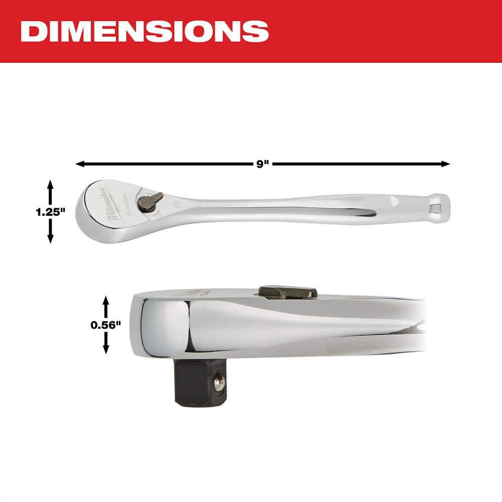 Milwaukee 3/8 in. Drive 90-Tooth Ratchet, 8.5 in Length