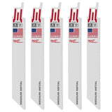 Milwaukee 48-00-5184 SAWZALL 6 in. 18 TPI Medium Metal Bi‑Metal Reciprocating Saw Blades (5-Pack)