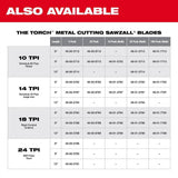 Milwaukee 48-00-5184 SAWZALL 6 in. 18 TPI Medium Metal Bi‑Metal Reciprocating Saw Blades (5-Pack)