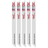 Milwaukee 9 in. 18 TPI Medium Metal-Cutting SAWZALL Reciprocating Saw Blades, Thin Kerf, 5-Pack (48-00-5188)