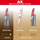 Milwaukee 9 in. 5 TPI AX Carbide Teeth Demolition Nail‑Embedded Wood Cutting SAWZALL Reciprocating Saw Blade, 1‑Pack