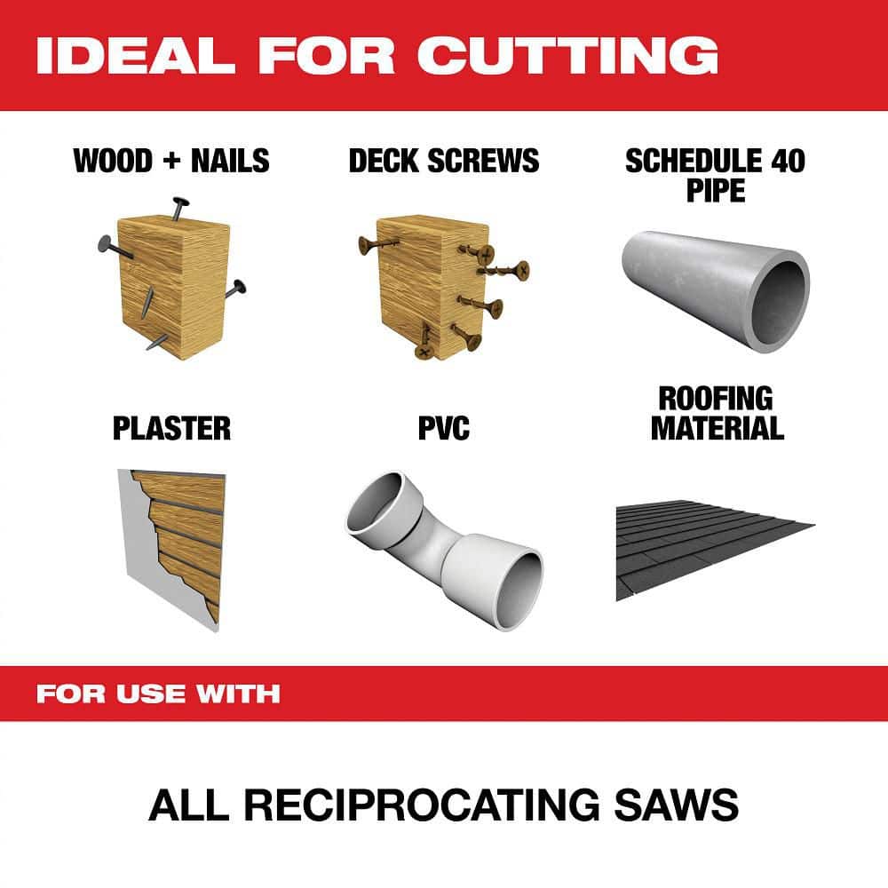 Milwaukee WRECKER 9 in. 6 TPI Carbide Teeth SAWZALL Reciprocating Saw Blade, Multi-Material (1-Pack)