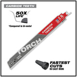 Milwaukee 9 in. 18 TPI TORCH Thick Metal Cutting SAWZALL Reciprocating Saw Blades with TORCH Carbide Blade, 26-Pack
