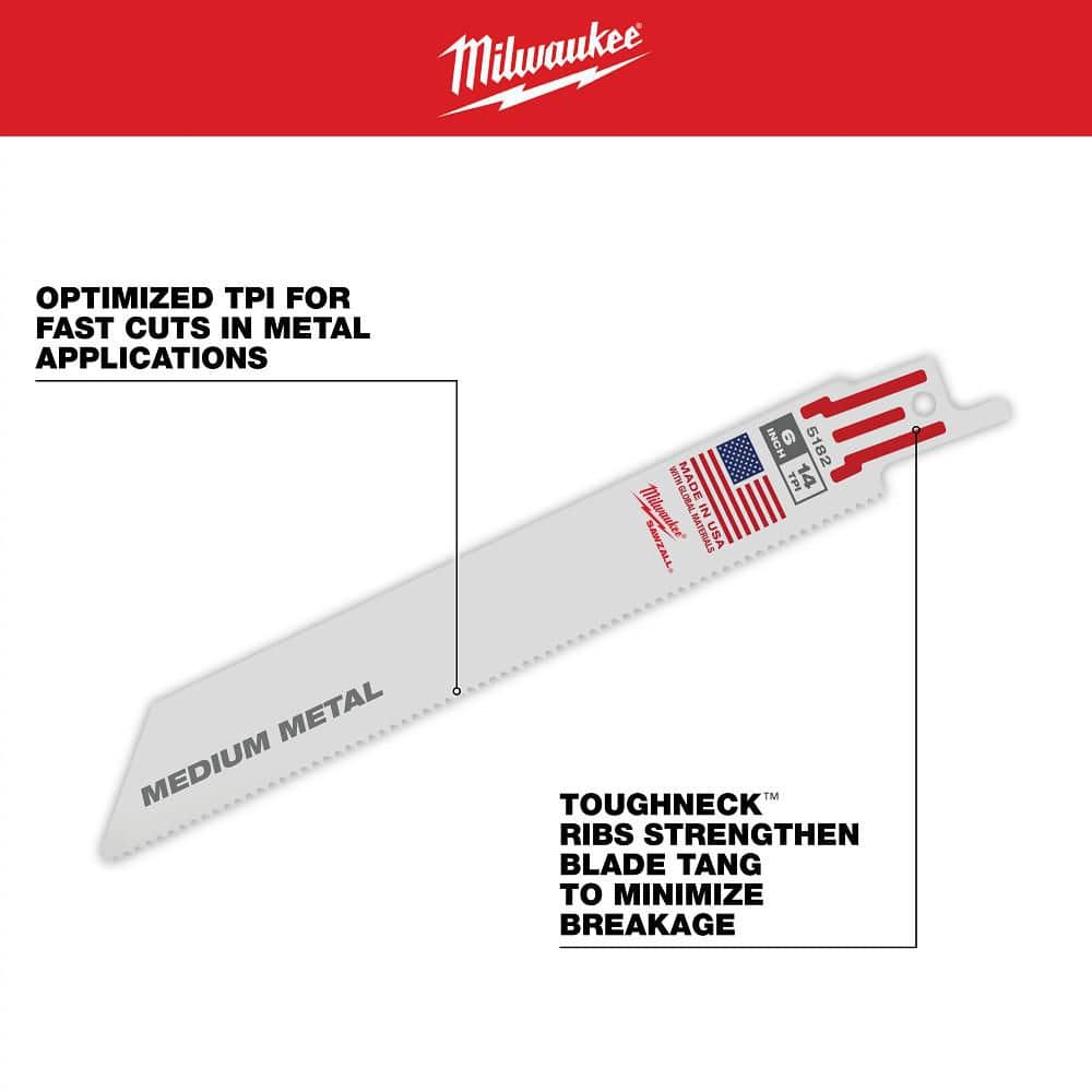 Milwaukee SAWZALL Metal Cutting Bi-Metal Reciprocating Blade Set, 16-Piece (Model 49-22-1216)