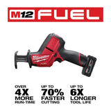 Milwaukee M12 FUEL 12-Volt Brushless Cordless HACKZALL Reciprocating Saw Kit with 4.0Ah Battery, Charger, Bag + M12 3/8 in. Right Angle Drill