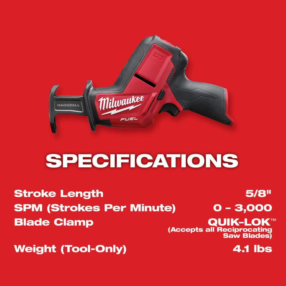 Milwaukee M12 FUEL 12-Volt Brushless Cordless HACKZALL Reciprocating Saw Kit with Free M12 3/8 in. Right Angle Drill