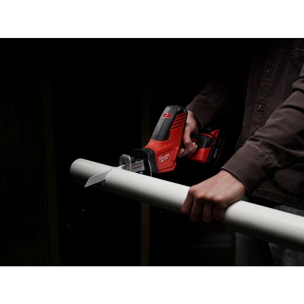 Milwaukee M18 18V Lithium-Ion Cordless HACKZALL Reciprocating Saw, Tool Only, with 6 in. TORCH Carbide Teeth Metal-Cutting SAWZALL Blade