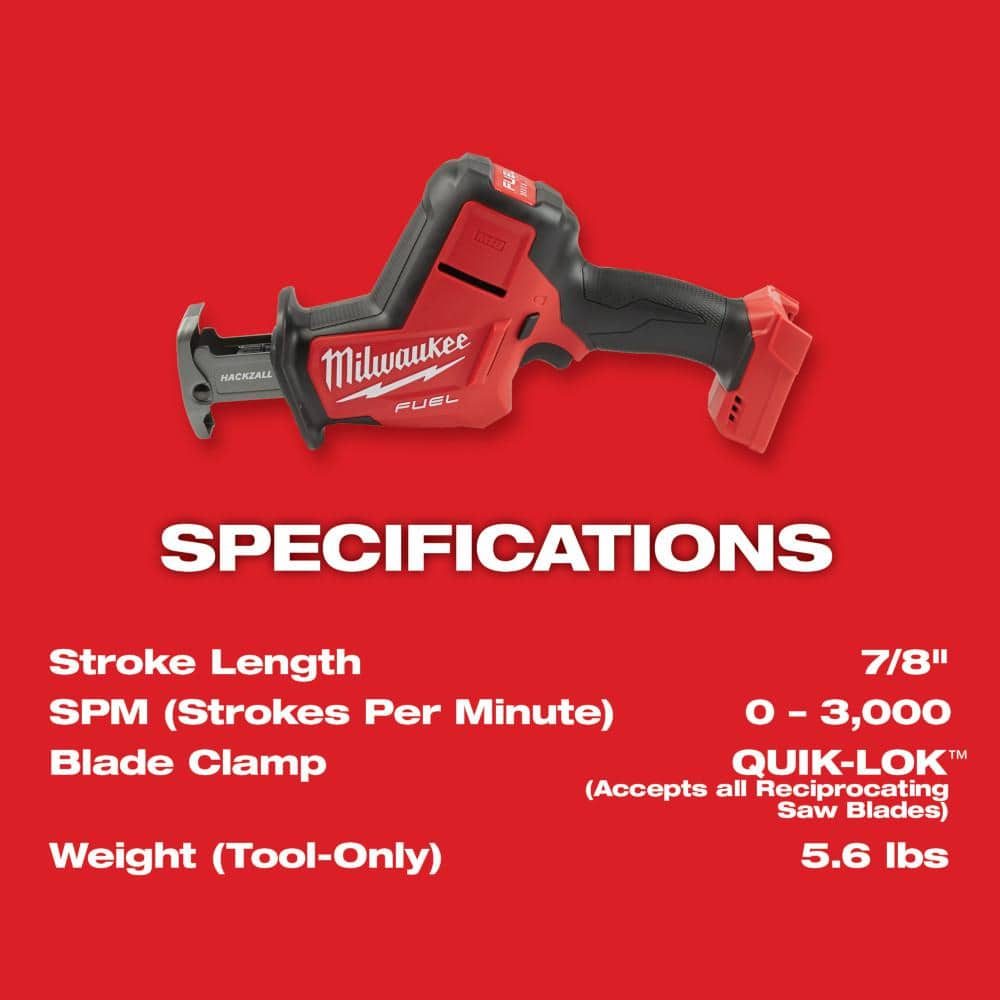 Milwaukee M18 FUEL 18-Volt Brushless Cordless HACKZALL Reciprocating Saw Kit with (1) 5.0Ah Battery, Charger & Tool Bag