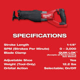 Milwaukee M18 FUEL 18-Volt Lithium-Ion Brushless Cordless SUPER SAWZALL Orbital Reciprocating Saw w/Bandsaw and 8.0Ah Starter Kit