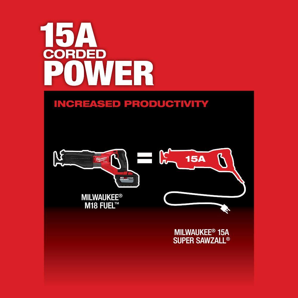 Milwaukee M18 FUEL 18V Lithium-Ion Brushless Cordless Super Sawzall Reciprocating Saw W/Impact Driver and 8.0Ah Starter Kit