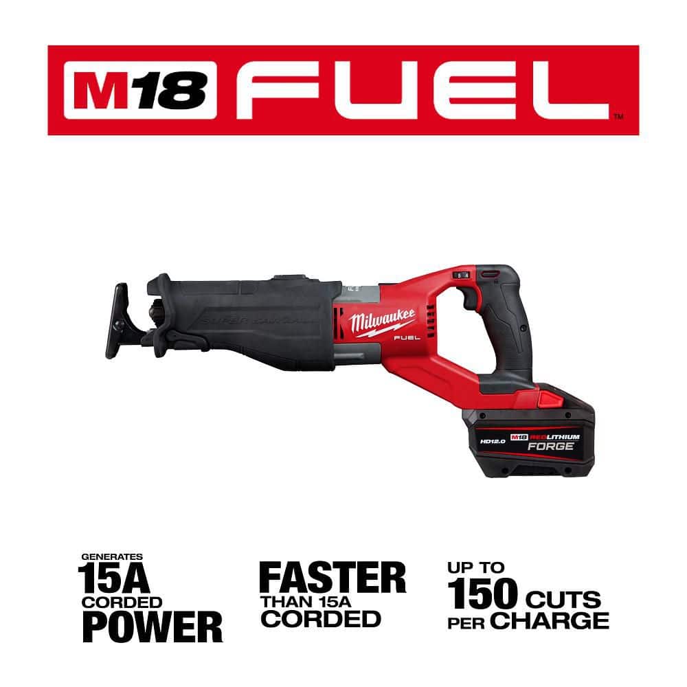Milwaukee M18 FUEL 18‑Volt Brushless Cordless SUPER SAWZALL Orbital Reciprocating Saw Kit with (1) 12.0Ah Battery