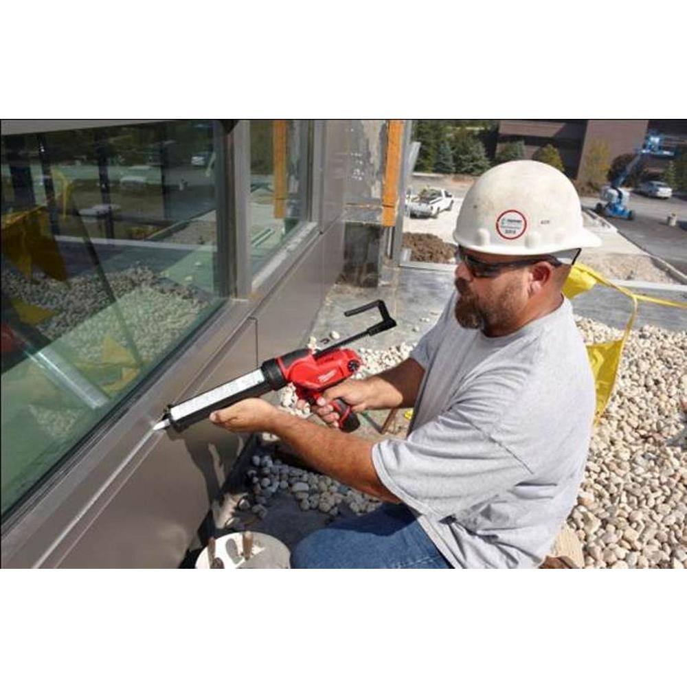 Milwaukee M12 12V Lithium-Ion Cordless 3/8 in. Right Angle Drill with 10 oz. Caulk and Adhesive Gun and 6.0 Ah XC Battery Pack