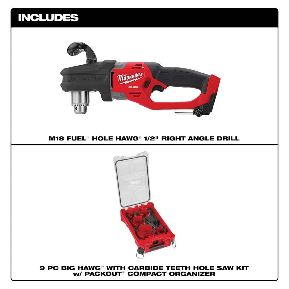 Milwaukee M18 FUEL GEN II 18V Brushless Cordless 1/2 in. Hole Hawg Right Angle Drill with M18 REDLITHIUM FORGE HD 12.0Ah Battery