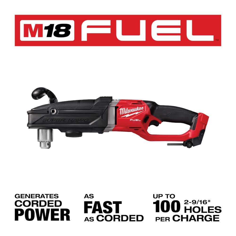 Milwaukee M18 FUEL 18V Lithium‑Ion Brushless Cordless GEN 2 SUPER HAWG 1/2 in. Right Angle Drill (Tool‑Only)