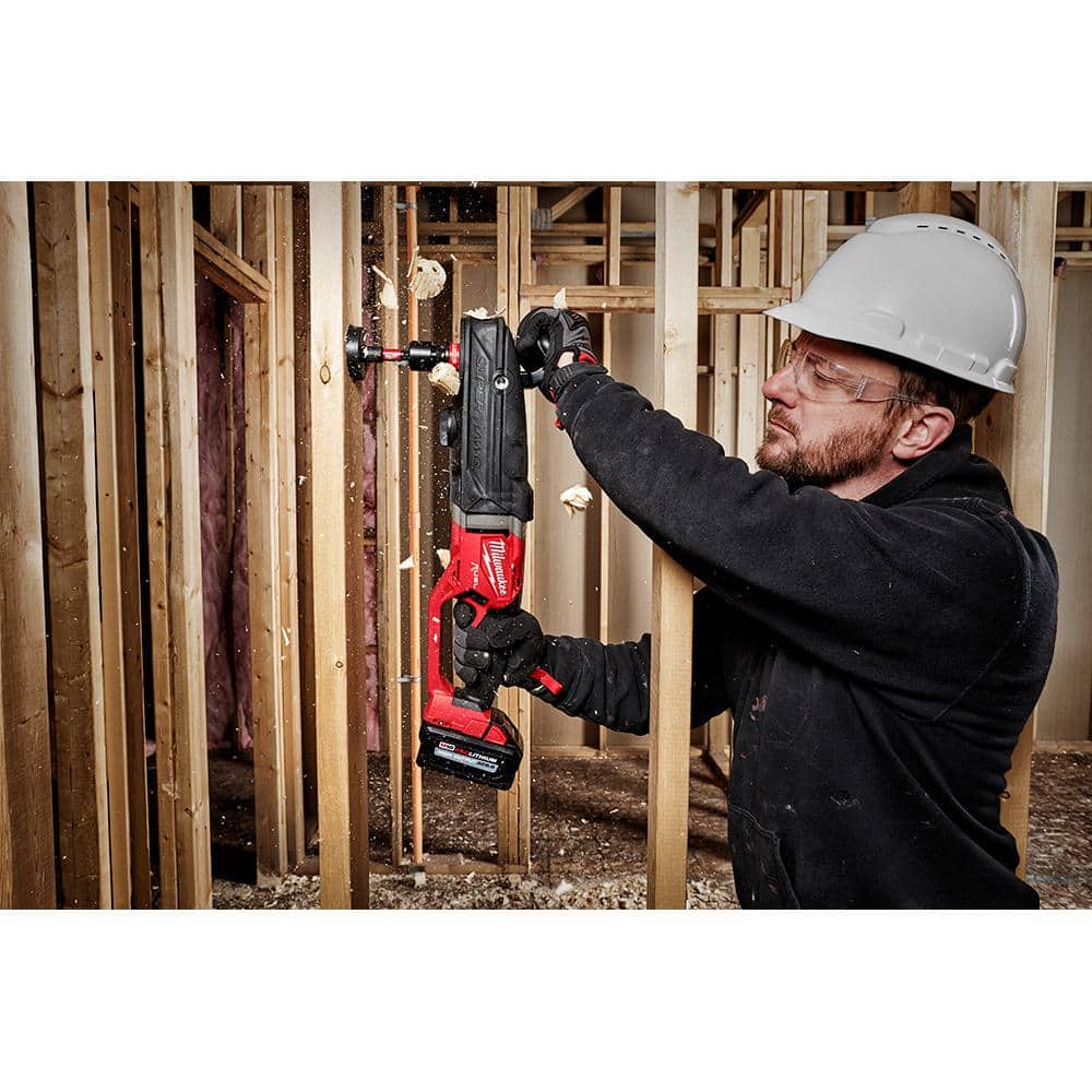 Milwaukee M18 FUEL 18-Volt Lithium-Ion Brushless Cordless GEN 2 SUPER HAWG 7/16 in. Right Angle Drill with 9pc PACKOUT Hole Saw Kit