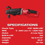Milwaukee M18 FUEL 18V Lithium‑Ion Brushless Cordless GEN 2 SUPER HAWG 7/16 in. Right Angle Drill (Tool‑Only)