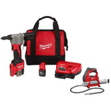 Milwaukee M12 12-Volt Lithium-Ion Cordless Rivet Tool Kit with M12 Grease Gun, 2550-22/2446-20