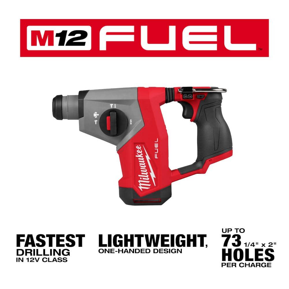 Milwaukee M12 FUEL 12V Lithium‑Ion Brushless Cordless 5/8 in. SDS‑Plus Rotary Hammer Drill (Tool‑Only)