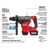 Milwaukee M18 FUEL ONE-KEY 18V Lithium-Ion Brushless Cordless 1-3/4 in. SDS-MAX Rotary Hammer Kit with 2x 12.0Ah Batteries, Rapid Charger & M18 FUEL Grinder