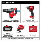 Milwaukee M18 FUEL 18V Lithium-Ion Brushless 1-9/16 in. SDS-Max Rotary Hammer Kit with 2 Batteries & M18 3/8 in. Impact Wrench