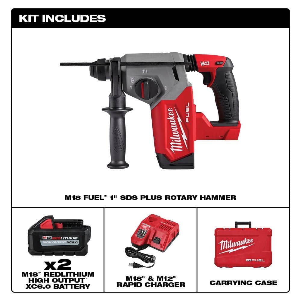 Milwaukee M18 FUEL 18V Lithium-Ion Brushless 1 in. Cordless SDS-Plus Rotary Hammer Kit w/Cut-Out Rotary Tool