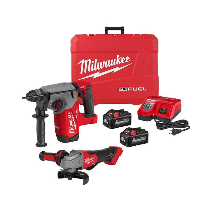 Milwaukee M18 FUEL 18V Lithium-Ion Brushless 1 in. Cordless SDS-Plus Rotary Hammer Kit with 4-1/2 in./5 in. Grinder