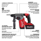 Milwaukee M18 FUEL 18V Lithium-Ion Brushless 1 in. Cordless SDS-Plus Rotary Hammer Kit with Brushless Grinder