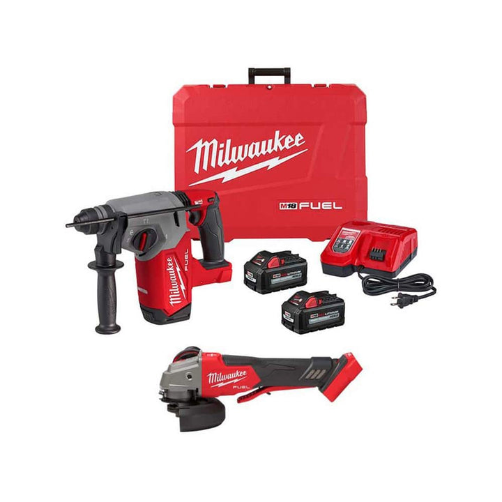 Milwaukee M18 FUEL 18V Lithium-Ion Brushless 1 in. Cordless SDS-Plus Rotary Hammer Kit with Brushless Grinder