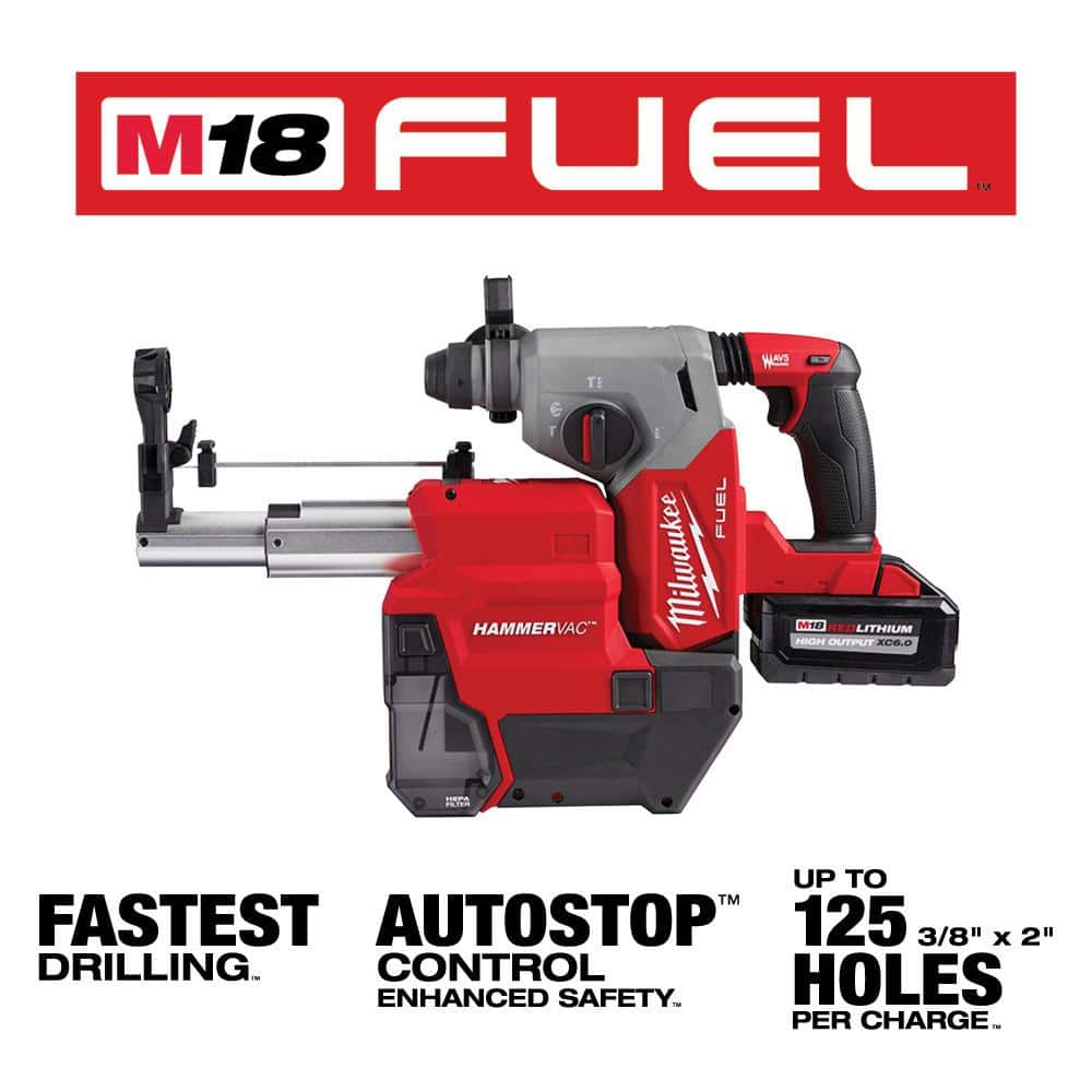 Milwaukee M18 FUEL 18-Volt Lithium-Ion Brushless 1 in. Cordless SDS-Plus Rotary Hammer Kit with FUEL 1/2 in. Impact Wrench (2 Batteries & Charger)