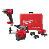 Milwaukee M18 FUEL 18V Lithium‑Ion Brushless 1 in. Cordless SDS‑Plus Rotary Hammer Kit with HAMMERVAC Dust Extractor and M18 FUEL 1/2 in. Impact Wrench