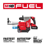 Milwaukee M18 FUEL 18V Lithium-Ion Brushless 1-1/8 in. Cordless SDS-Plus Rotary Hammer Kit with Dust Extractor, 2 XC6.0 Batteries, Rapid Charger & M18 FUEL Impact Wrench