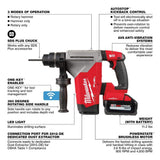 Milwaukee M18 FUEL 18V Lithium-Ion Brushless 1-1/8 in. Cordless SDS-Plus Rotary Hammer Kit with Dust Extractor, 2 XC6.0 Batteries, Rapid Charger & M18 FUEL Impact Wrench