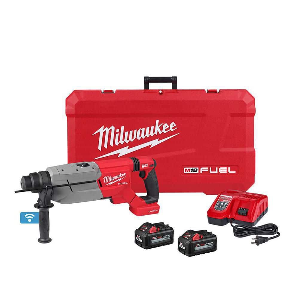 Milwaukee M18 FUEL ONE-KEY 18V Lithium-Ion Brushless Cordless 1-1/4 in. SDS-Plus D-Handle Rotary Hammer Kit with (2) 6.0Ah Batteries, Charger & Case
