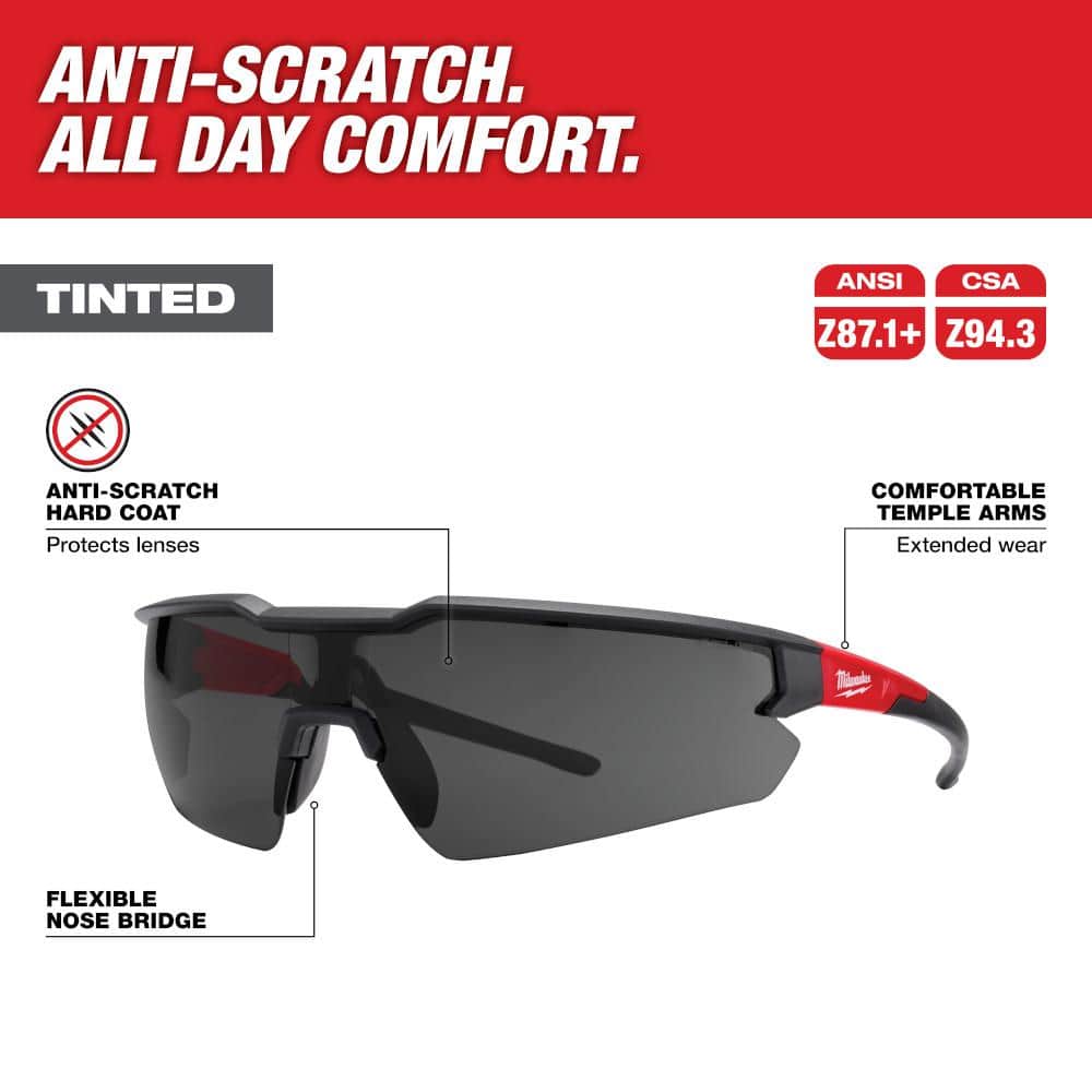Milwaukee Tinted Safety Glasses with Anti-Scratch Lenses (3-Pack)