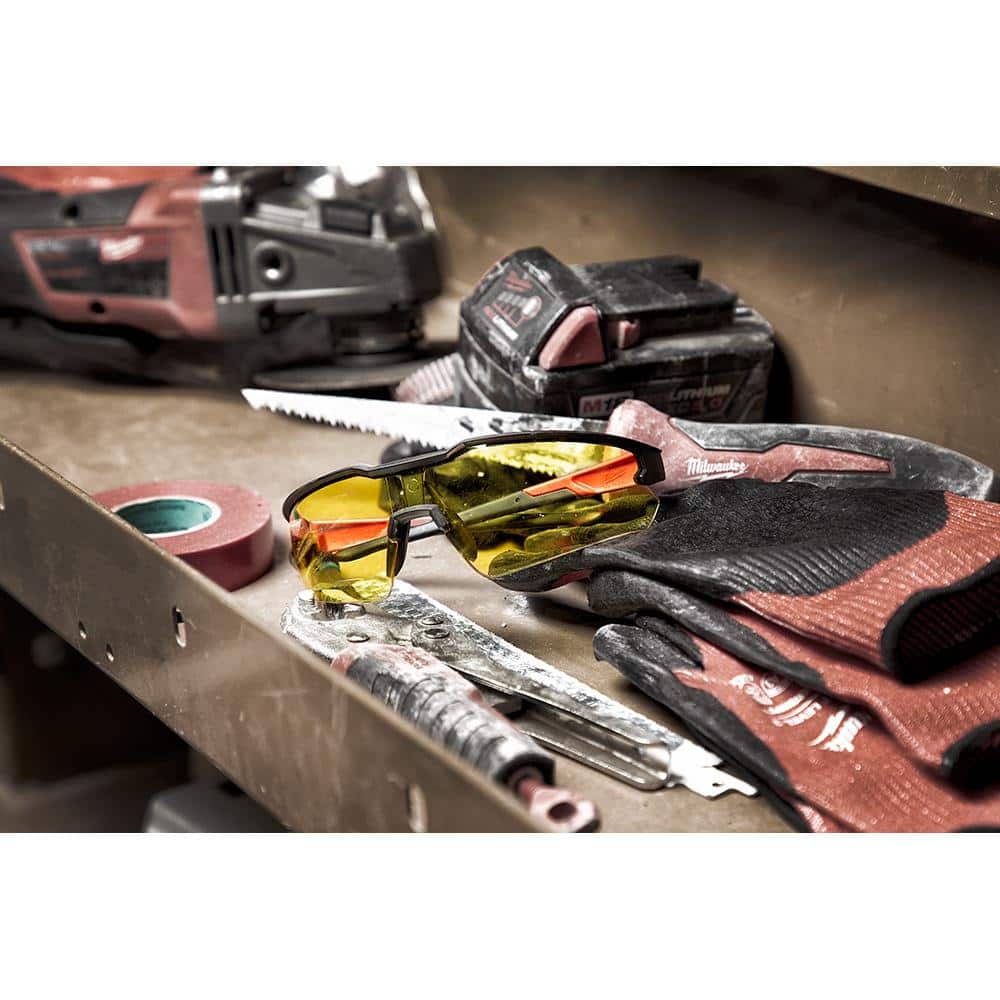 Milwaukee Yellow Safety Glasses with Anti-Scratch Lenses, ANSI Z87.1+, 48-73-2100