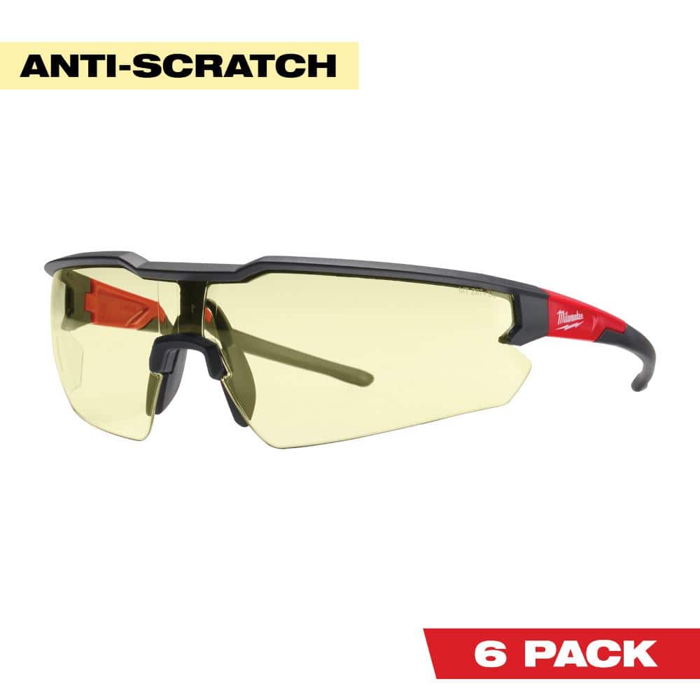 Milwaukee Safety Glasses with Yellow Anti‑Scratch Lenses (3‑Pack)