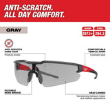 Milwaukee Safety Glasses with Gray Anti-Scratch Lenses, Black Frame (6-Pack)