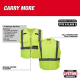 Milwaukee 2X-Large/3X-Large Yellow Class 2 High-Visibility Safety Vest with 10 Pockets (2-Pack)