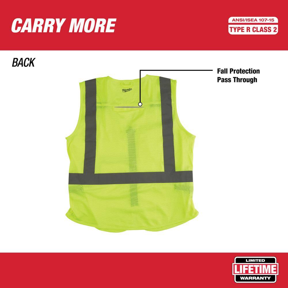 Milwaukee Small/Medium Yellow Class 2 High-Visibility Safety Vest with 10 Pockets (12-Pack)