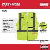 Milwaukee 4X-Large/5X-Large Yellow Class 2 High-Visibility Safety Vest with 10 Pockets (12-Pack)