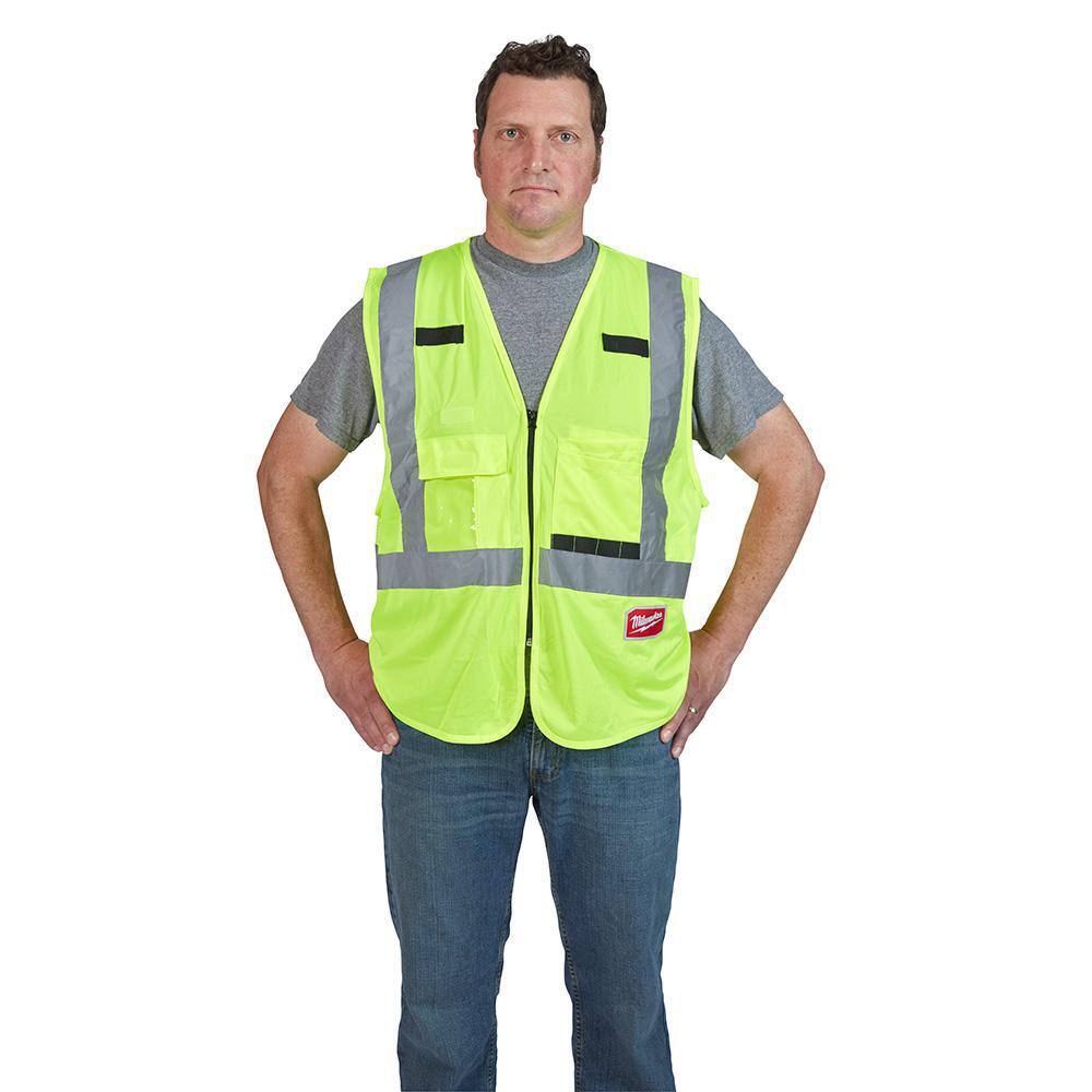 Milwaukee 4X-Large/5X-Large Yellow Class 2-High Visibility Safety Vest with 10-Pockets (4-Pack)