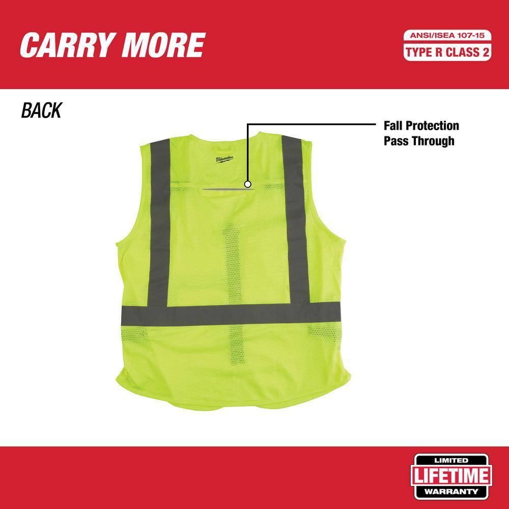 Milwaukee 4X-Large/5X-Large Yellow Class 2-High Visibility Safety Vest with 10-Pockets (4-Pack)