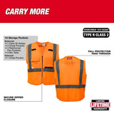 Milwaukee Small/Medium Orange & Yellow Class 2 High-Visibility Safety Vest with 10 Pockets (2-Pack)