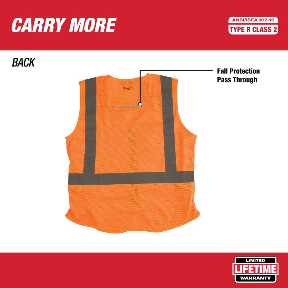Milwaukee 2X-Large/3X-Large Orange Class 2 High-Visibility Safety Vest with 10 Pockets (12-Pack)