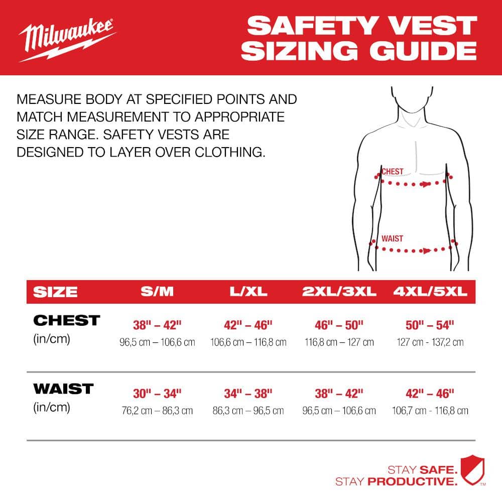 Milwaukee Large/XL Orange Class 2 High-Visibility Safety Vest with 10 Pockets, Zipper Closure (4-Pack)