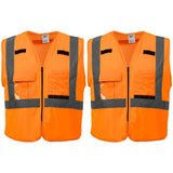 Milwaukee Large/Extra-Large Orange Class 2 High-Visibility Safety Vest with 10 Pockets (2-Pack)