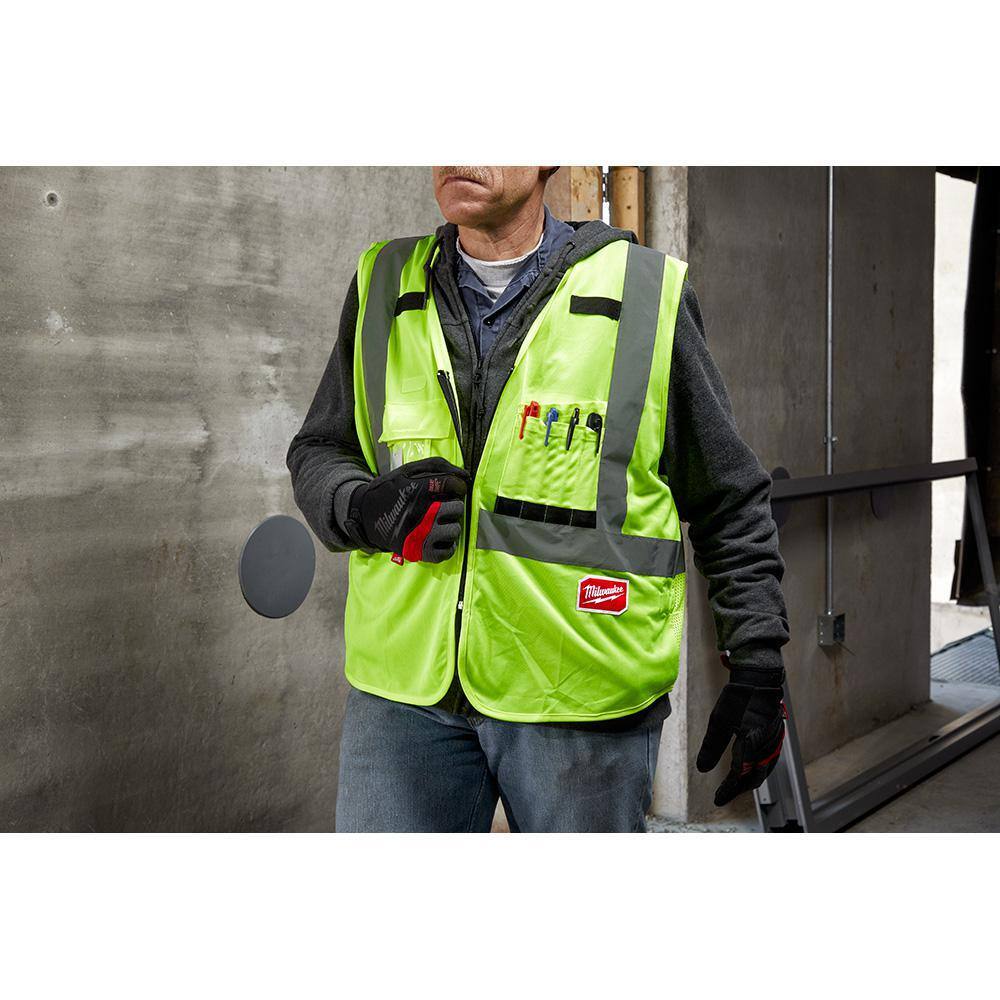 Milwaukee 4X/5X Orange Class 2 High-Visibility Safety Vest, 10 Pockets, Zipper Closure (12-Pack)